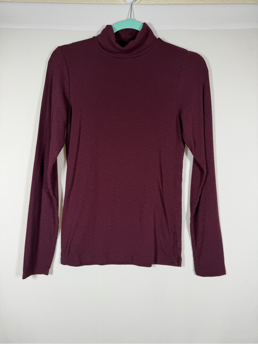 aerie Real Soft Ribbed Long-Sleeve Turtleneck Top - Burgundy Plum